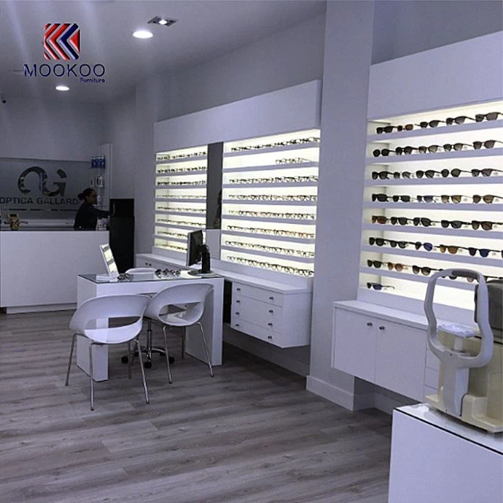 White Display Wooden Cabinet For Eyewear