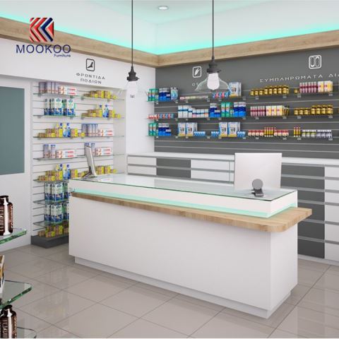 Progettazione di mobili per negozi di farmacie al dettaglio